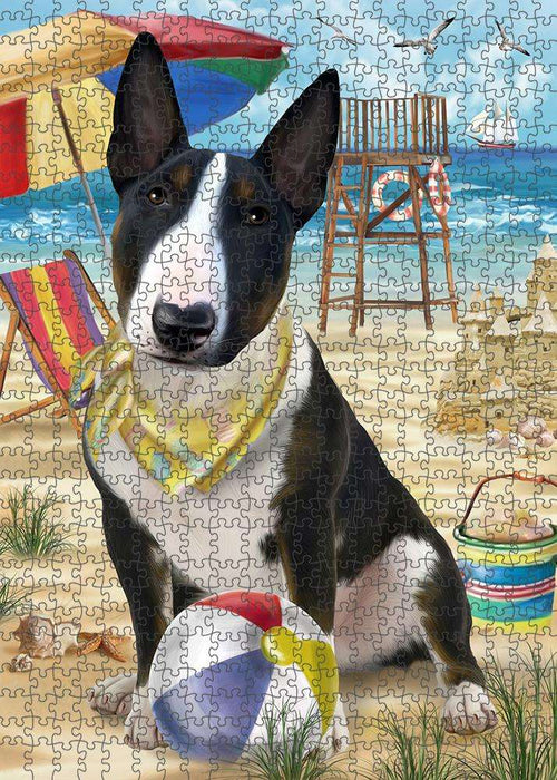 Pet Friendly Beach Bull Terrier Dog Puzzle with Photo Tin PUZL53751