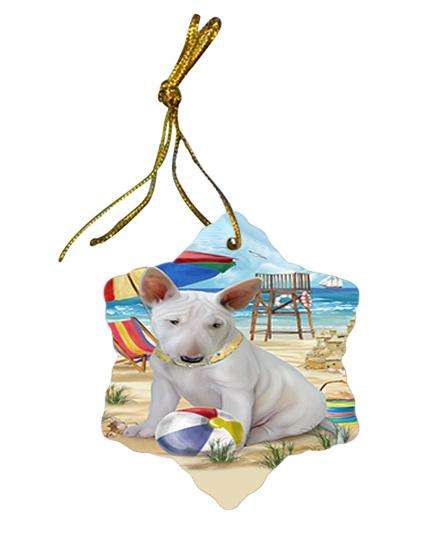Pet Friendly Beach Bull Terrier Dog Star Porcelain Ornament SPOR50003