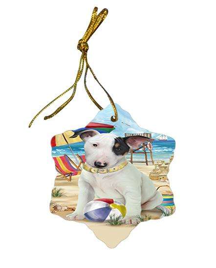 Pet Friendly Beach Bull Terrier Dog Star Porcelain Ornament SPOR50005