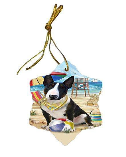 Pet Friendly Beach Bull Terrier Dog Star Porcelain Ornament SPOR50007