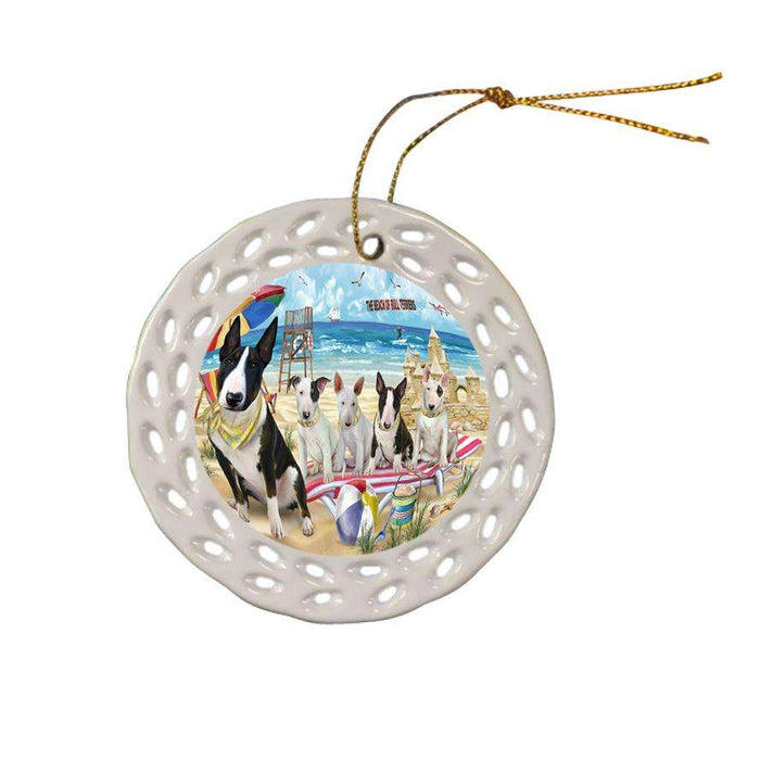 Pet Friendly Beach Bull Terriers Dog Ceramic Doily Ornament DPOR50010
