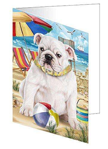 Pet Friendly Beach Bulldog Handmade Artwork Assorted Pets Greeting Cards and Note Cards with Envelopes for All Occasions and Holiday Seasons GCD49901