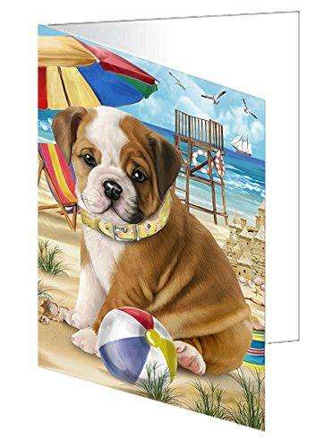 Pet Friendly Beach Bulldog Handmade Artwork Assorted Pets Greeting Cards and Note Cards with Envelopes for All Occasions and Holiday Seasons GCD49904