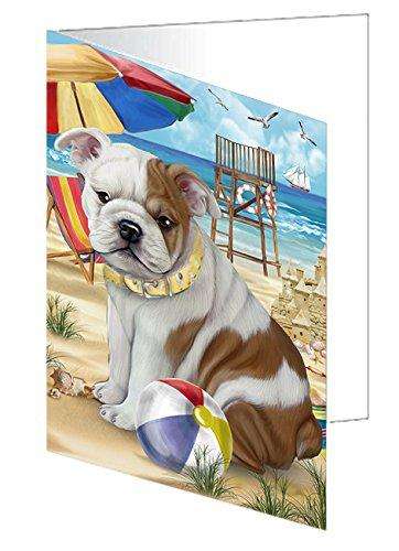 Pet Friendly Beach Bulldog Handmade Artwork Assorted Pets Greeting Cards and Note Cards with Envelopes for All Occasions and Holiday Seasons GCD49907