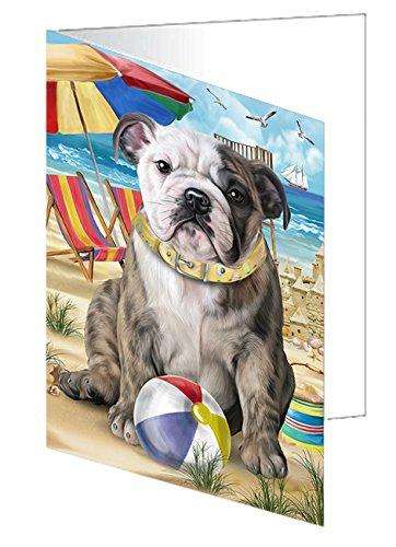 Pet Friendly Beach Bulldog Handmade Artwork Assorted Pets Greeting Cards and Note Cards with Envelopes for All Occasions and Holiday Seasons GCD49910