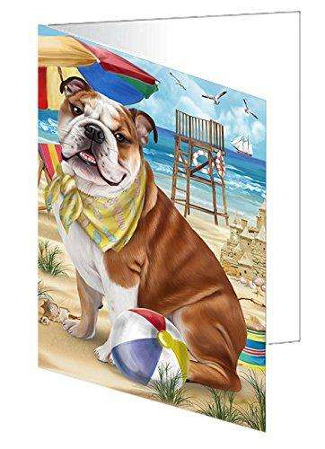 Pet Friendly Beach Bulldog Handmade Artwork Assorted Pets Greeting Cards and Note Cards with Envelopes for All Occasions and Holiday Seasons GCD49913