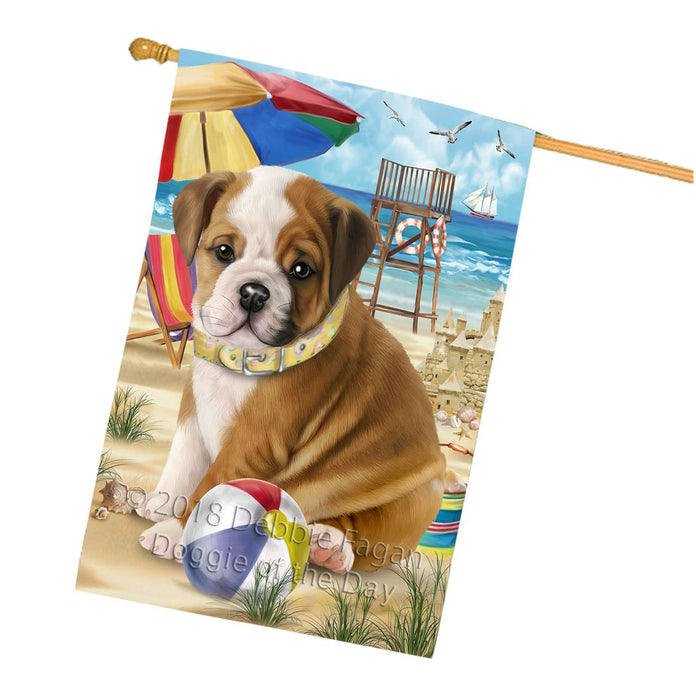 Pet Friendly Beach Bulldog House Flag FLG48590