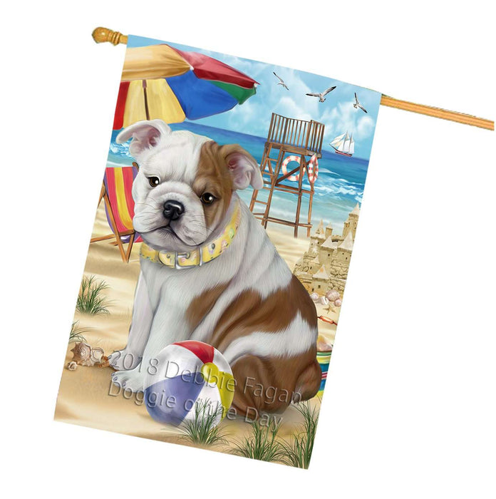 Pet Friendly Beach Bulldog House Flag FLG48591