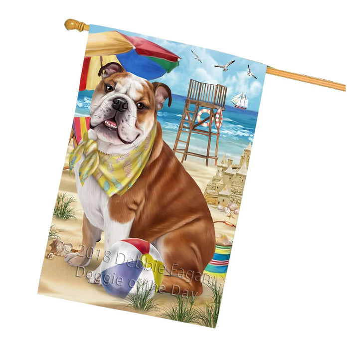 Pet Friendly Beach Bulldog House Flag FLG48593