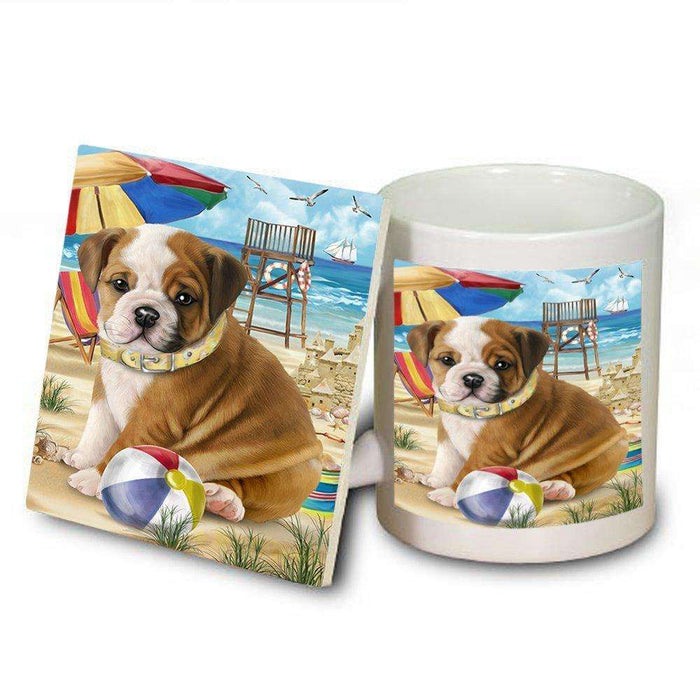 Pet Friendly Beach Bulldog Mug and Coaster Set MUC48617
