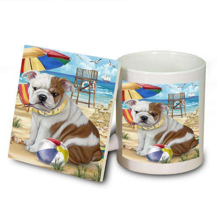 Pet Friendly Beach Bulldog Mug and Coaster Set MUC48618