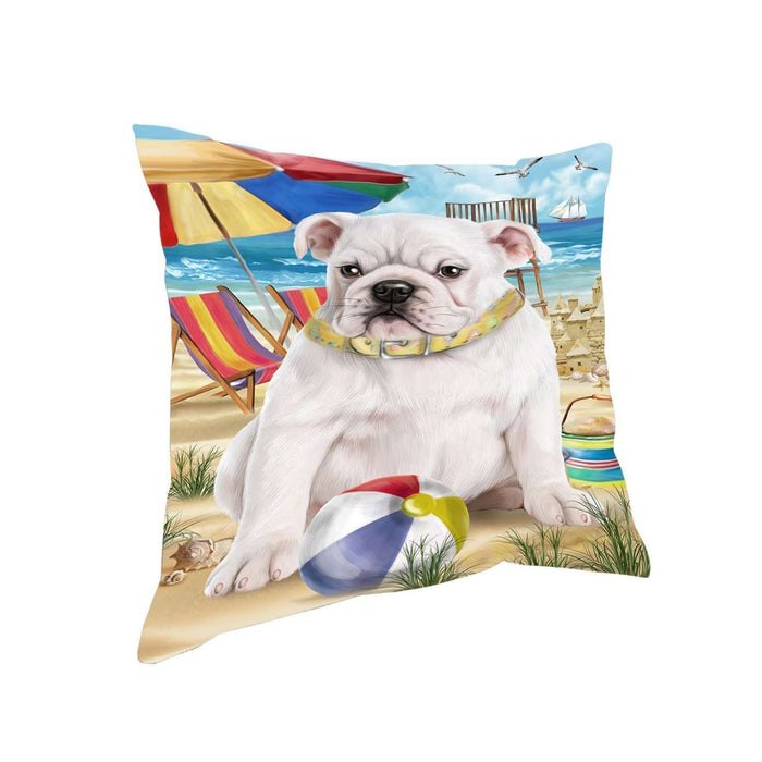 Pet Friendly Beach Bulldog Pillow PIL50352 (18x18)