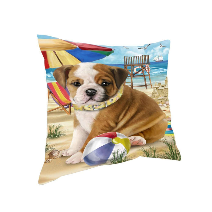 Pet Friendly Beach Bulldog Pillow PIL50356