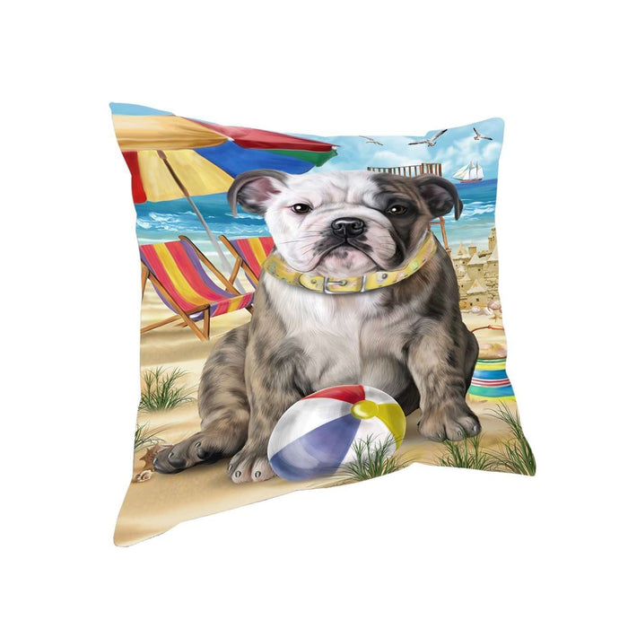 Pet Friendly Beach Bulldog Pillow PIL50364