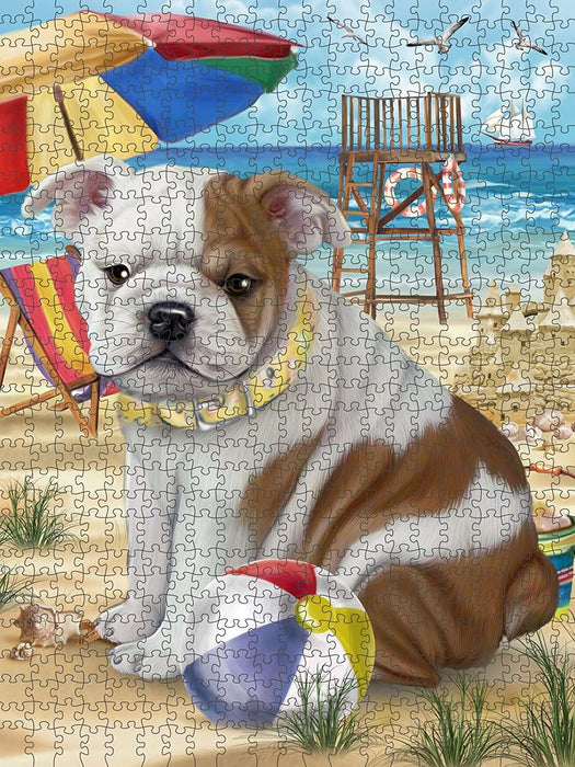 Pet Friendly Beach Bulldog Puzzle with Photo Tin PUZL49584