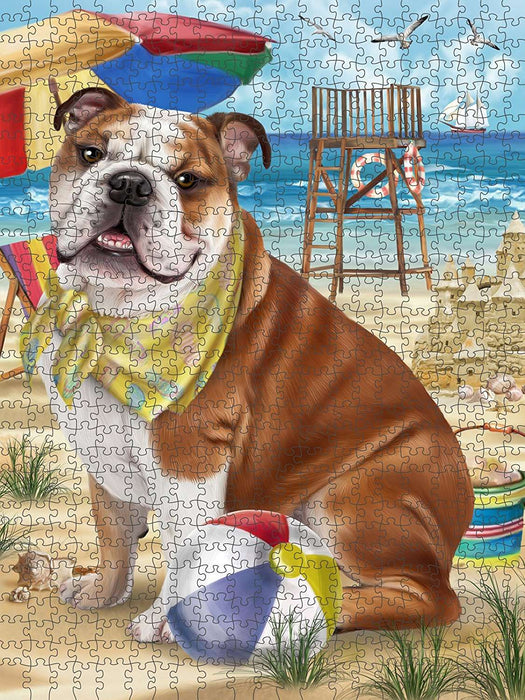 Pet Friendly Beach Bulldog Puzzle with Photo Tin PUZL49590