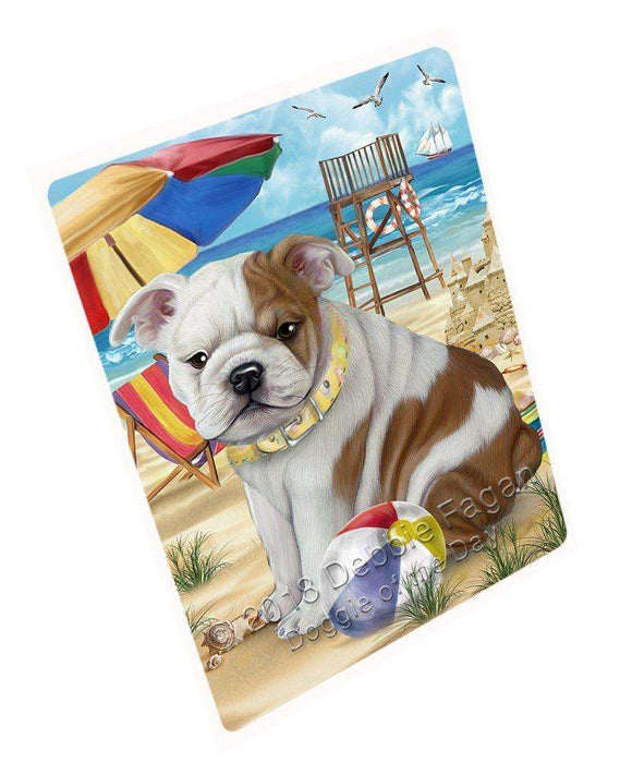 Pet Friendly Beach Bulldog Tempered Cutting Board C49572