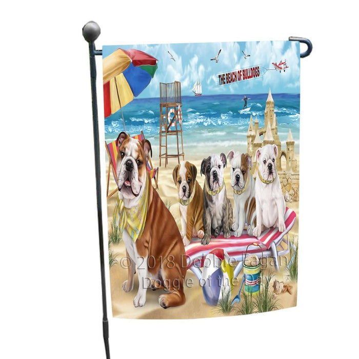 Pet Friendly Beach Bulldogs Garden Flag GFLG48532