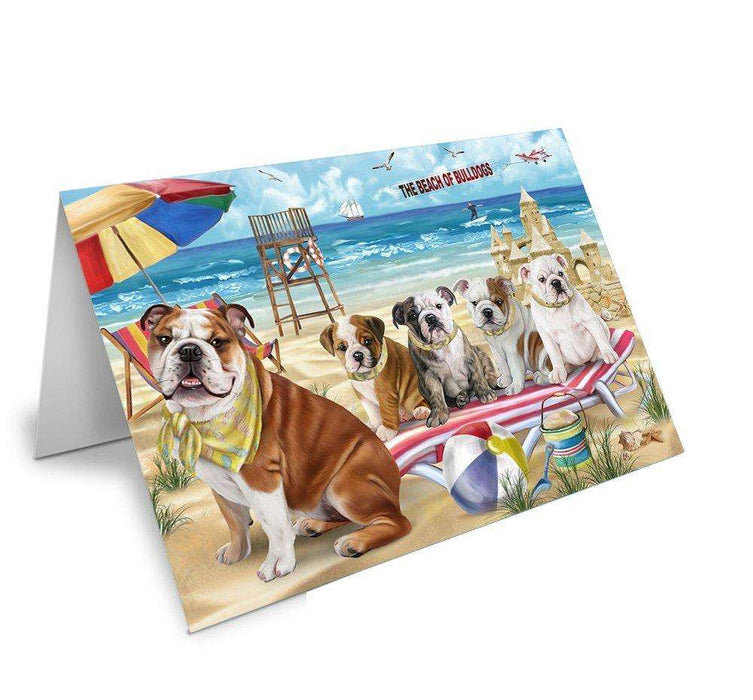 Pet Friendly Beach Bulldogs Handmade Artwork Assorted Pets Greeting Cards and Note Cards with Envelopes for All Occasions and Holiday Seasons GCD49898