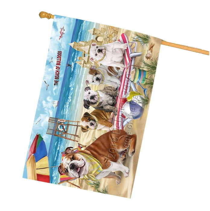 Pet Friendly Beach Bulldogs House Flag FLG48588