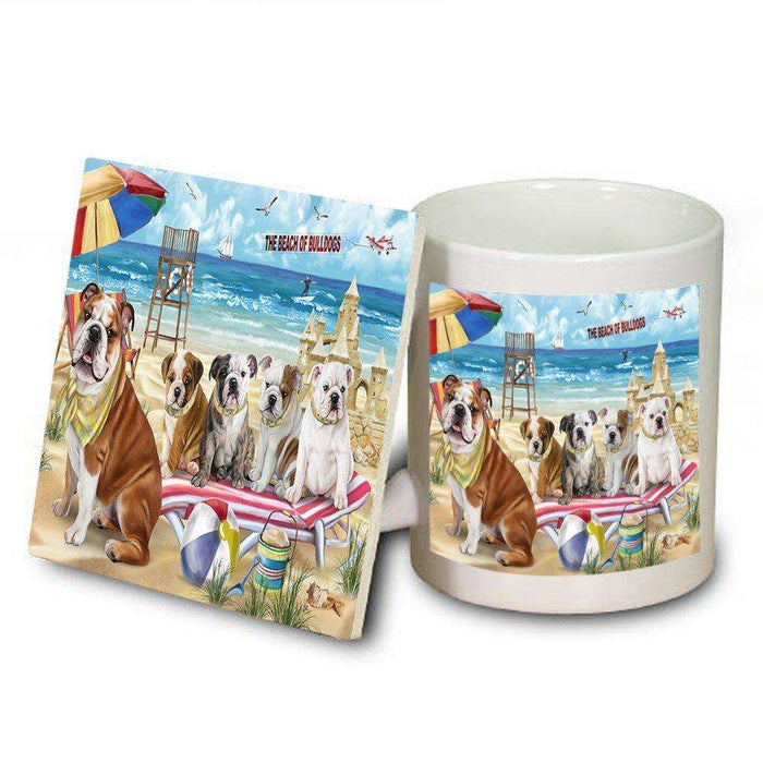 Pet Friendly Beach Bulldogs Mug and Coaster Set MUC48615