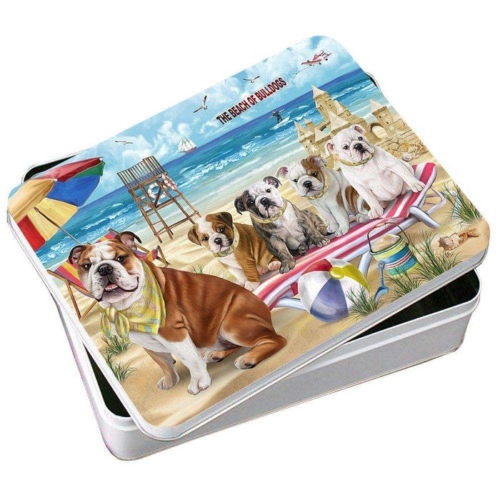 Pet Friendly Beach Bulldogs Photo Storage Tin PITN48623