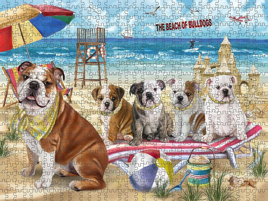 Pet Friendly Beach Bulldogs Puzzle with Photo Tin PUZL49575