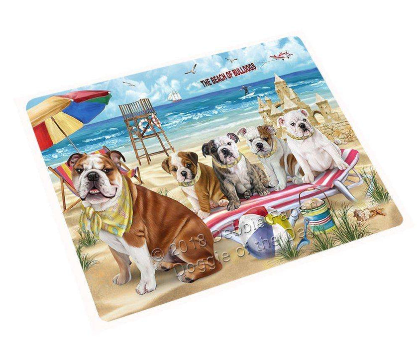 Pet Friendly Beach Bulldogs Tempered Cutting Board C49563