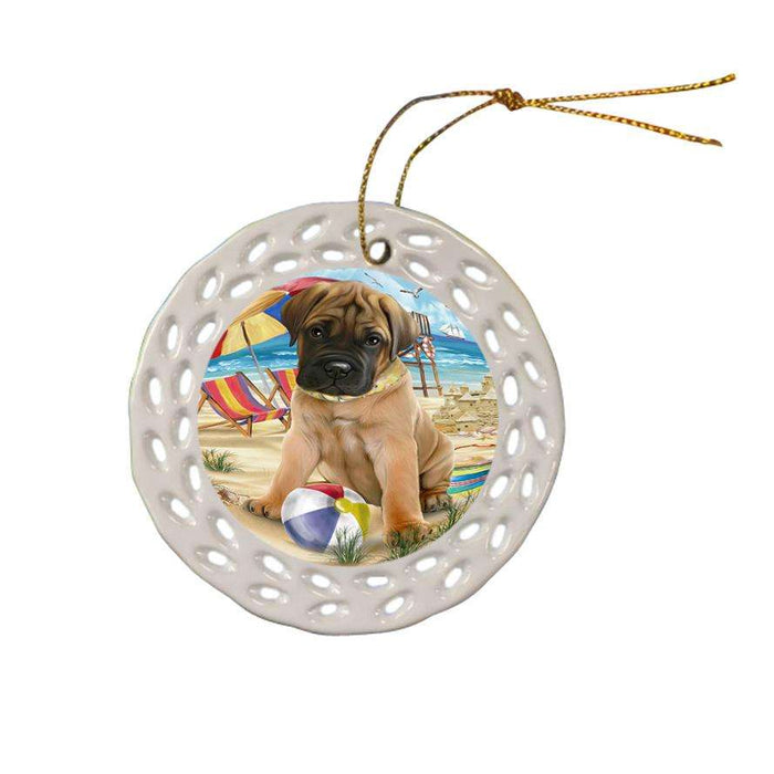 Pet Friendly Beach Bullmastiff Dog Ceramic Doily Ornament DPOR50017