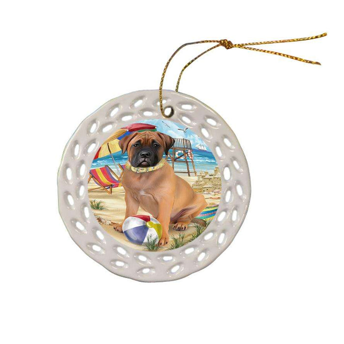 Pet Friendly Beach Bullmastiff Dog Ceramic Doily Ornament DPOR50018