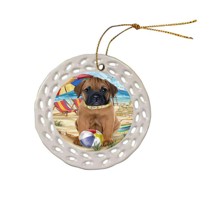 Pet Friendly Beach Bullmastiff Dog Ceramic Doily Ornament DPOR50019