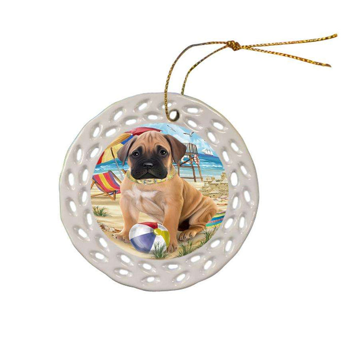 Pet Friendly Beach Bullmastiff Dog Ceramic Doily Ornament DPOR50020