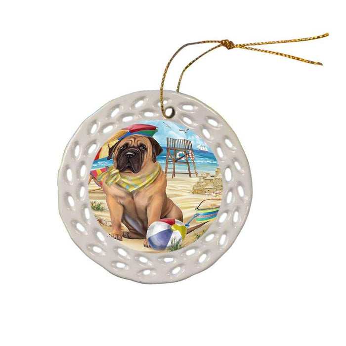 Pet Friendly Beach Bullmastiff Dog Ceramic Doily Ornament DPOR50021