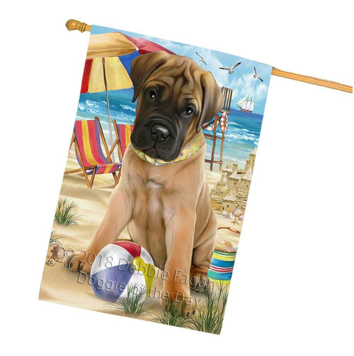 Pet Friendly Beach Bullmastiff Dog House Flag FLG49982