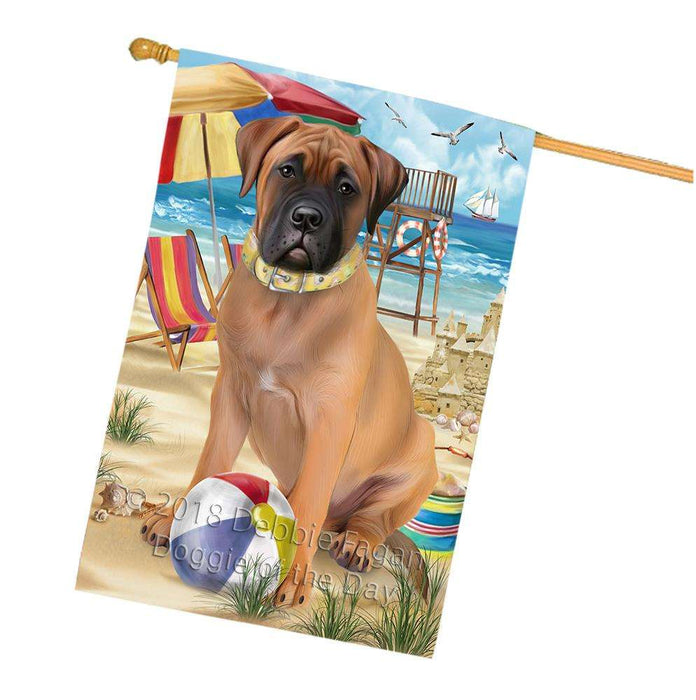 Pet Friendly Beach Bullmastiff Dog House Flag FLG49983