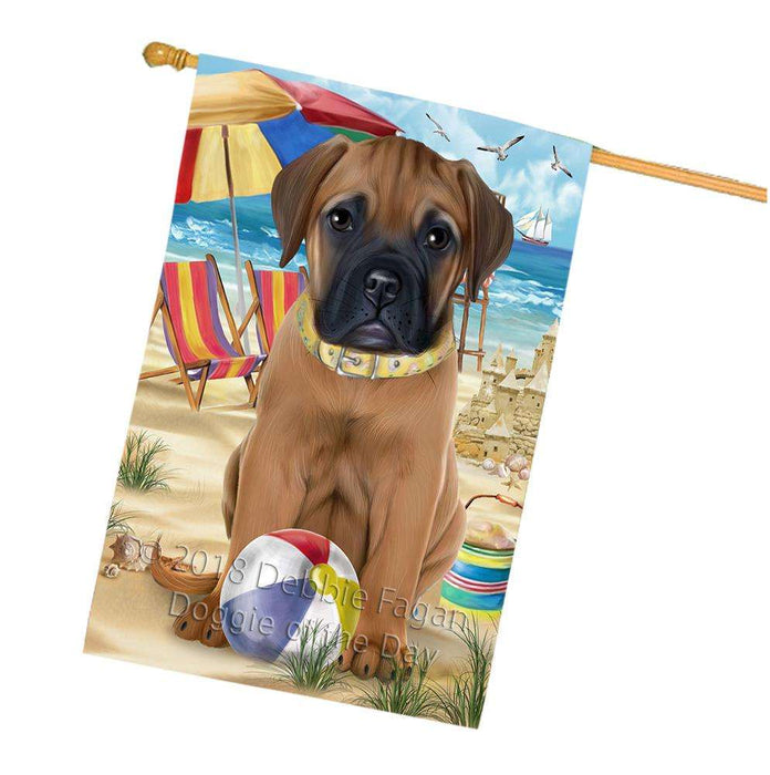Pet Friendly Beach Bullmastiff Dog House Flag FLG49984