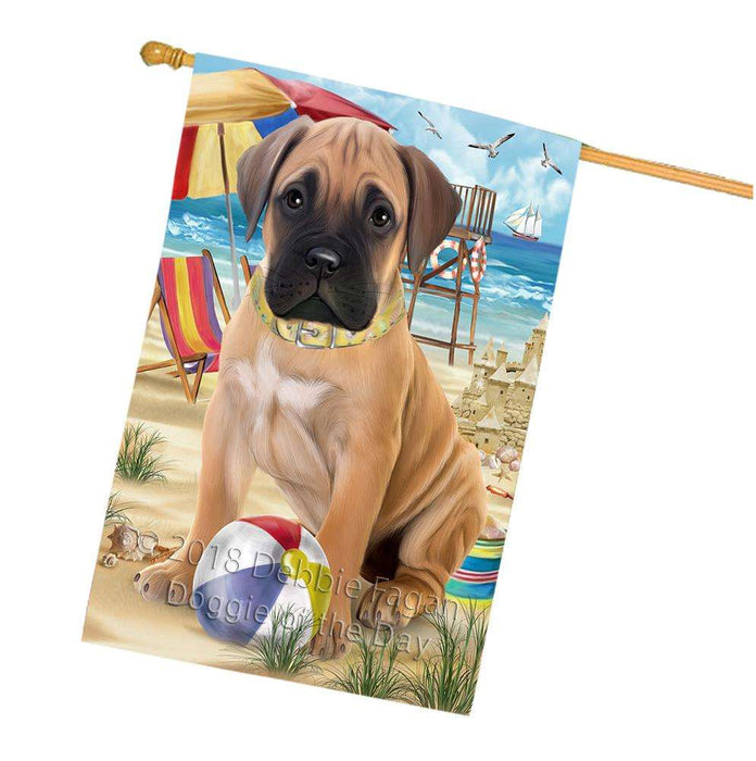 Pet Friendly Beach Bullmastiff Dog House Flag FLG49985