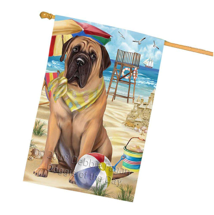 Pet Friendly Beach Bullmastiff Dog House Flag FLG49986
