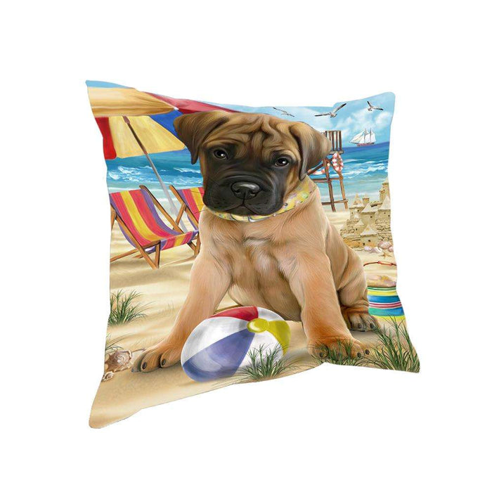 Pet Friendly Beach Bullmastiff Dog Pillow PIL55924