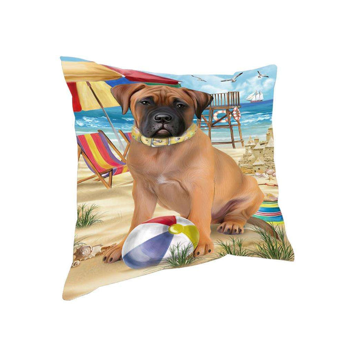 Pet Friendly Beach Bullmastiff Dog Pillow PIL55928