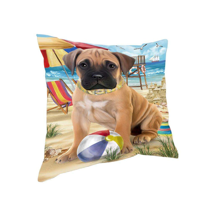 Pet Friendly Beach Bullmastiff Dog Pillow PIL55936