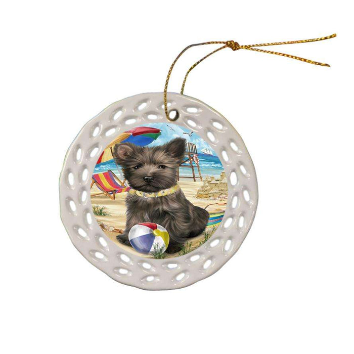 Pet Friendly Beach Cairn Terrier Dog Ceramic Doily Ornament DPOR48629