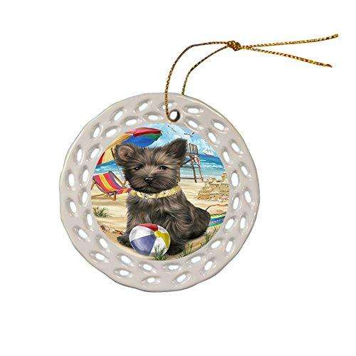 Pet Friendly Beach Cairn Terrier Dog Ceramic Doily Ornament DPOR48629