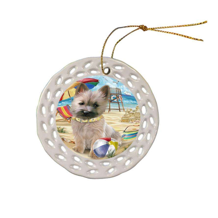 Pet Friendly Beach Cairn Terrier Dog Ceramic Doily Ornament DPOR48630