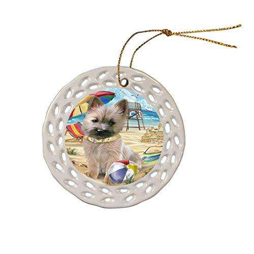 Pet Friendly Beach Cairn Terrier Dog Ceramic Doily Ornament DPOR48630