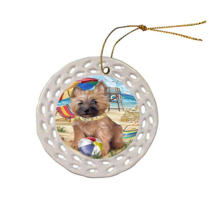 Pet Friendly Beach Cairn Terrier Dog Ceramic Doily Ornament DPOR48632