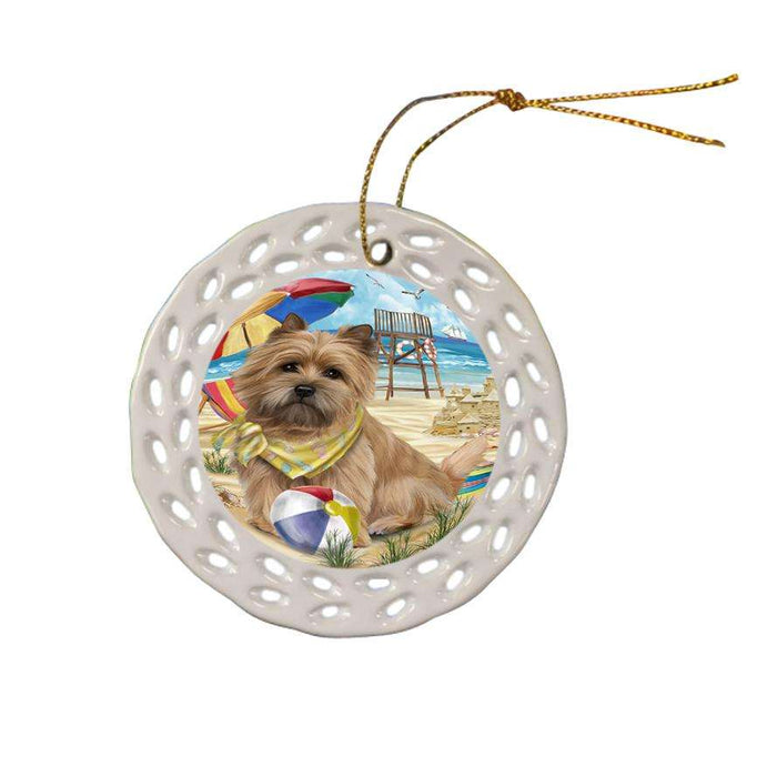Pet Friendly Beach Cairn Terrier Dog Ceramic Doily Ornament DPOR48633