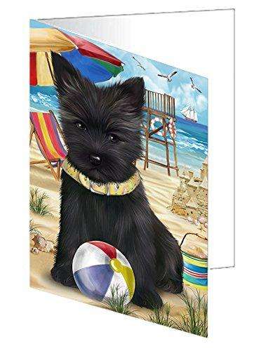 Pet Friendly Beach Cairn Terrier Dog Handmade Artwork Assorted Pets Greeting Cards and Note Cards with Envelopes for All Occasions and Holiday Seasons GCD49922