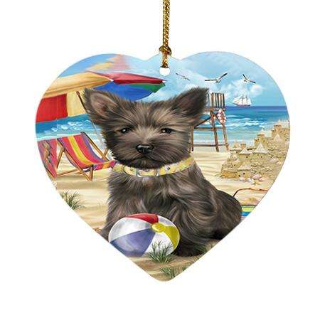 Pet Friendly Beach Cairn Terrier Dog Heart Christmas Ornament HPOR48629