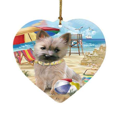 Pet Friendly Beach Cairn Terrier Dog Heart Christmas Ornament HPOR48630